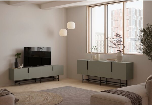 Zelenosivý TV stolík 200x54,5 cm Eldia – Marckeric