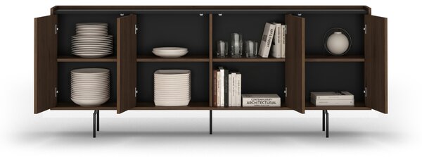 Elegantná komoda Zenar 200 cm so štyrmi dverami - orech / čierna