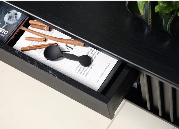 Čierny TV stolík v dekore duba 48x160 cm Siena – Unique Furniture