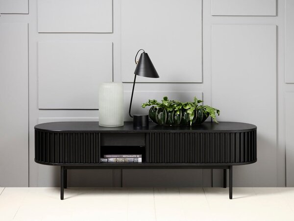 Čierny TV stolík v dekore duba 48x160 cm Siena – Unique Furniture