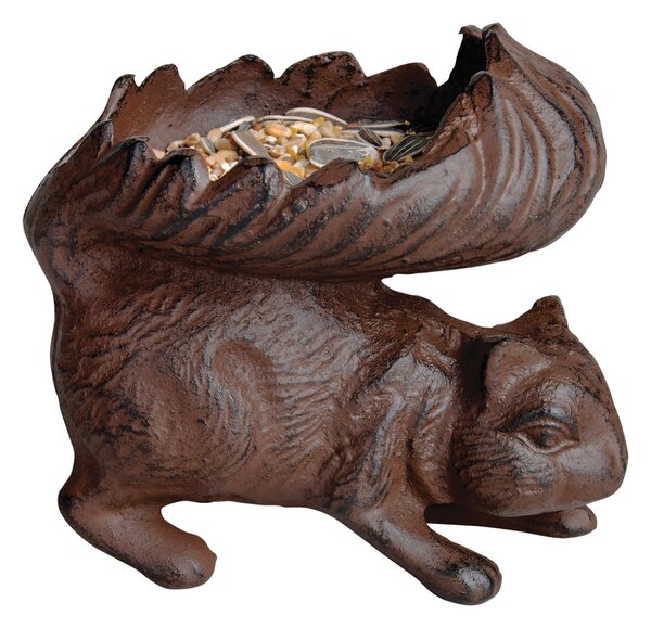Kŕmidlo pre veveričky Squirrel, 13,5x15 cm, liatina, hnedá