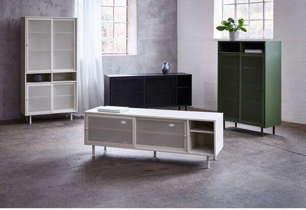 Čierna kovová skrinka s posuvnými dverami 90x140x40 cm Veep – Unique Furniture