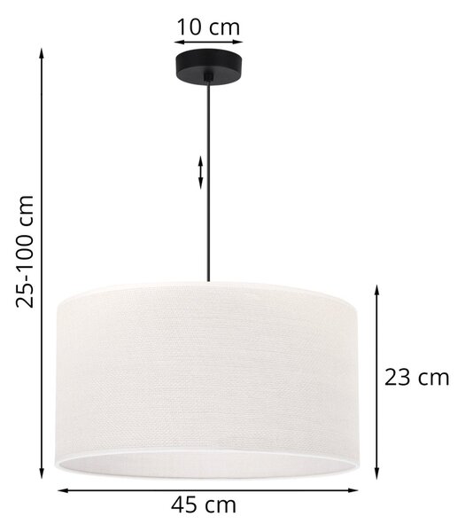 Závesné svietidlo Juta, 1x biele jutové tienidlo, (fi 45cm), b