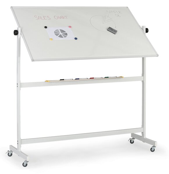 Mobilná otočná magnetická tabuľa, keramický povrch, 1500 x 900 mm