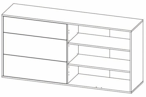 Dvojdverová komoda so zásuvkami Neston 1600-2D/3DR - sivý grafit / dub wotan