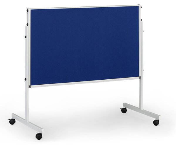 Mobilná informačná tabuľa, sklopná, modrá látka, 1200 x 1500 mm