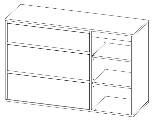 Komoda so zásuvkami Norman CH-1D/3DR - biela / dub wotan