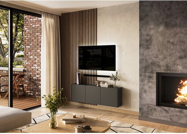 Antracitový TV stolík 138x45 cm Piana – Germania