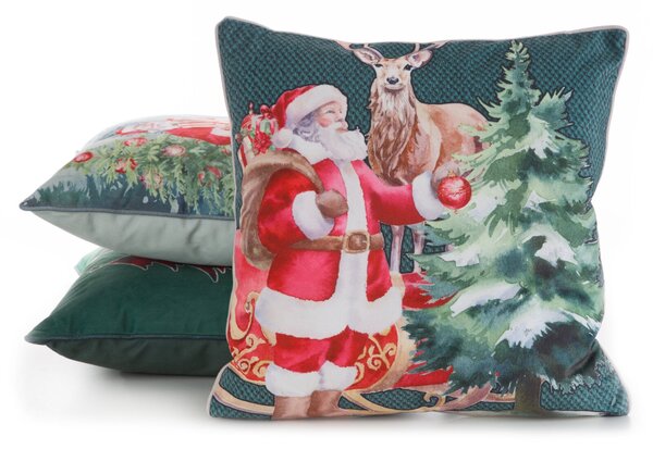VIANOČNÁ DEKORAČNÁ OBLIEČKA NA VANKÚŠ SANTA6 45X45 CM VZOROVANÁ