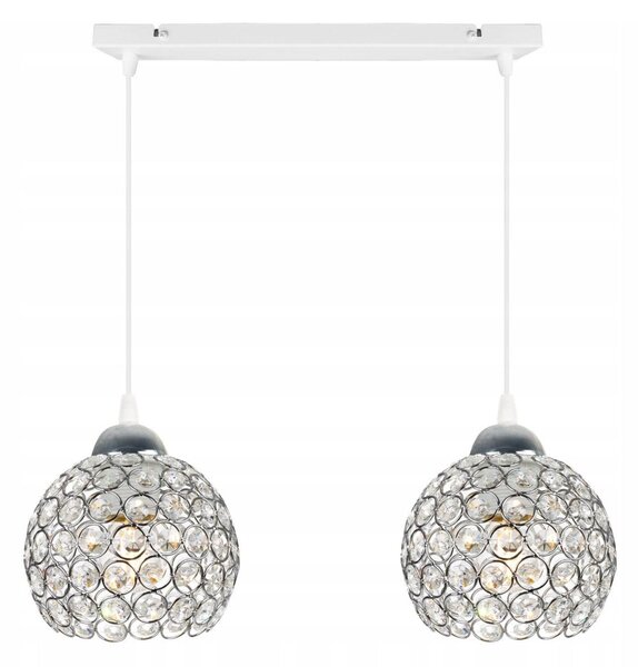 Závesné svietidlo Crystal, 2x strieborné krištáľové tienidlo, (chrómové uchytenie), w