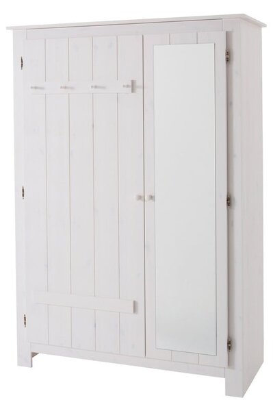 Biela šatníková skriňa z borovicového dreva so zrkadlom 120x170 cm Bertram – Støraa