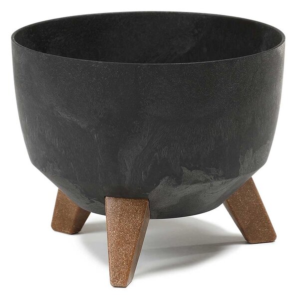 PLASTOVÝ KVETINÁČ ROSA ECO 15X24 CM IMITÁCIA BETÓNU ČIERNA