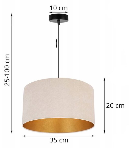 Závesné svietidlo Mediolan, 1x svetlobéžové/zlaté textilné tienidlo, (výber z 2 farieb konštrukcie), (fi 35cm)