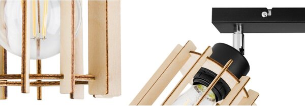 Bodové svietidlo Timber 7, 3x drevené tienidlo