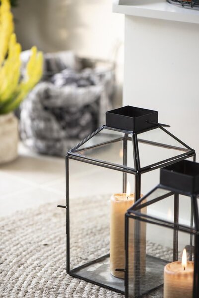 Sklenený lampáš Norr Black 30,5 cm