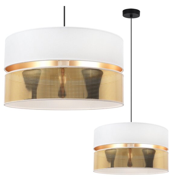 Závesné svietidlo Asti2, 1x PVC/biele textilné tienidlo, (fi 40cm), g, b