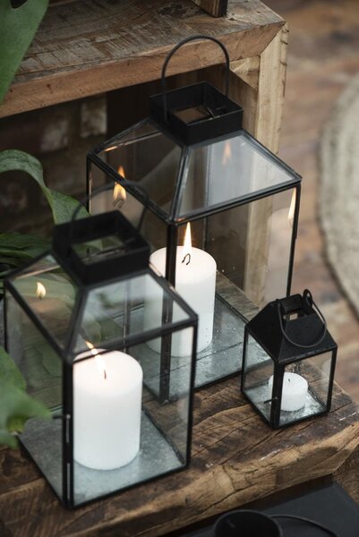 Sklenený lampáš Norr Black 30,5 cm