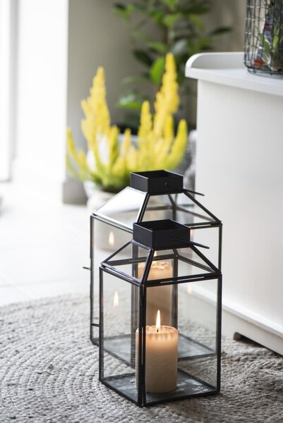 Sklenený lampáš Norr Black 30,5 cm