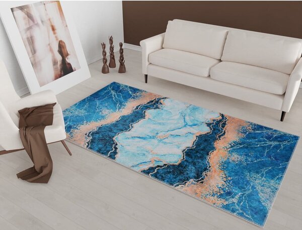 Modrý/v zlatej farbe koberec 80x50 cm - Vitaus