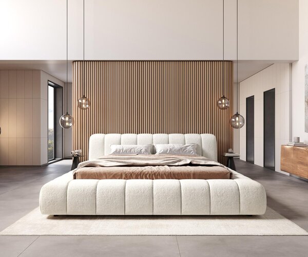 DELIFE Čalúnená posteľ Cutio 180x200 cm bouclé mäkká béžová