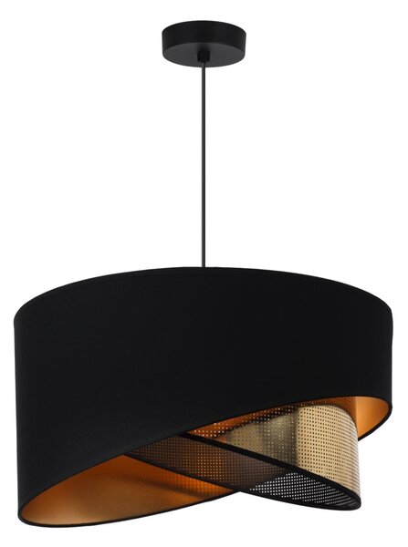 Závesné svietidlo Asti Duo2, 1x PVC/čierne textilné tienidlo, (fi 45cm), g, b