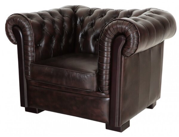 Pohovka jednomiestna Chesterfield Tiffy z pravej hovädzej kože Brown