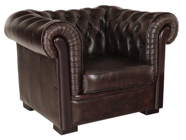 Pohovka jednomiestna Chesterfield Tiffy z pravej hovädzej kože Brown