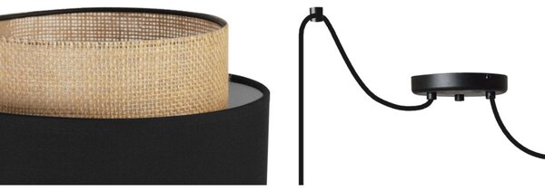 Závesné svietidlo Boho Spider, 2x jutové/čierne textilné tienidlo