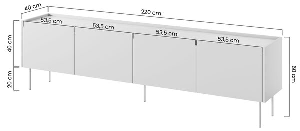 TV stolík Desin 220 cm - ceramic red / dub nagano