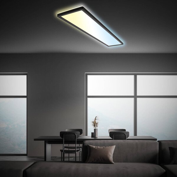 LED panel Tava čierny, 98 x 20 cm podsvietenie plast, Čierna, Pracovňa / Kancelária, Plast, Stropné svetlo