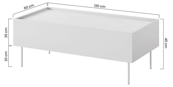 Čierny matný konferenčný stolík Desin 120 cm so zásuvkami - dub nagano
