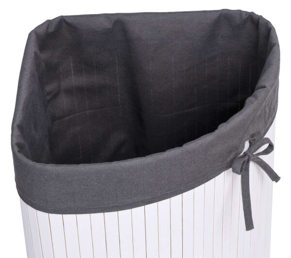 Rohový kôš na bielizeň 60 l bambusový biely / sivý