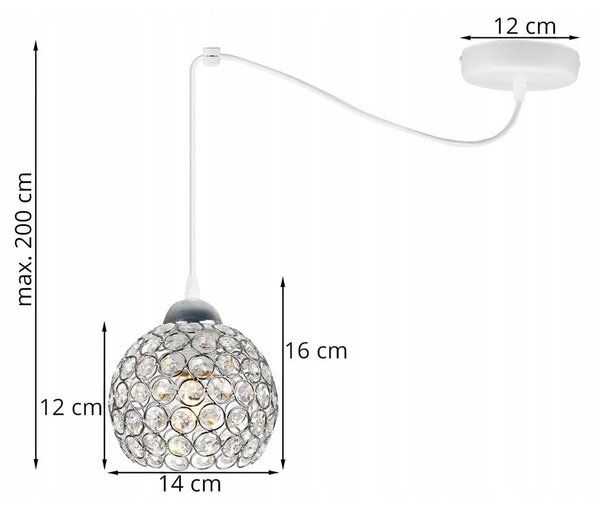 Závesné svietidlo Crystal Spider, 1x strieborné krištáľové tienidlo, (chrómové uchytenie), w