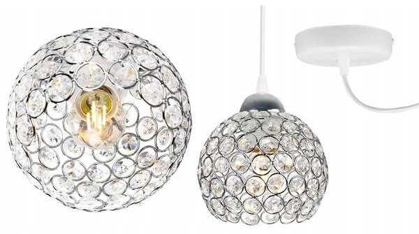 Závesné svietidlo Crystal Spider, 1x strieborné krištáľové tienidlo, (chrómové uchytenie), w
