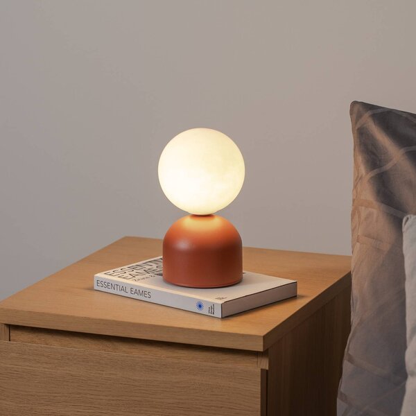 Stolová lampa Miki, terakota, výška 21 cm, kov/sklo, G9, Terakota, Spálňa, kov, Moderný, Stojacie svietidlo