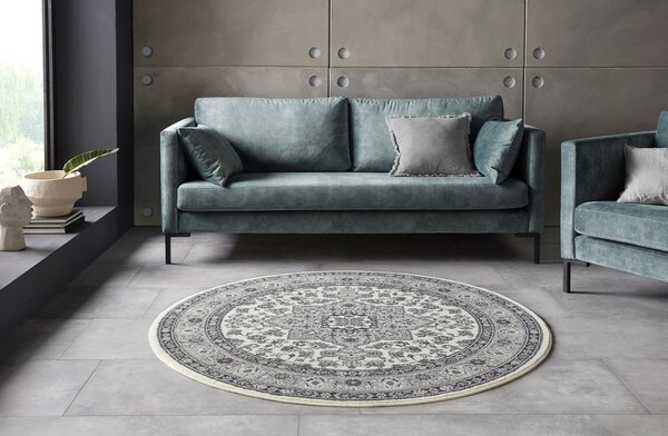 Hanse Home , Kruhový koberec Mirkan 104107 Cream / Grey, 160x160 (priemer) kruh, šedá, chodba / predsieň