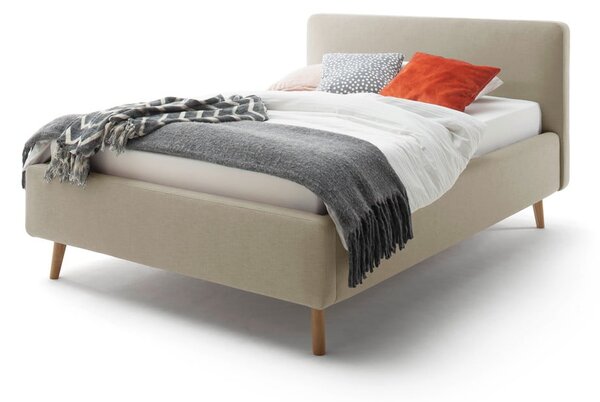 Taupe čalúnená dvojlôžková posteľ s úložným priestorom s roštom 140x200 cm Mattis – Meise Möbel
