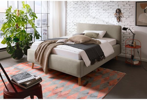 Taupe čalúnená dvojlôžková posteľ s úložným priestorom s roštom 140x200 cm Mattis – Meise Möbel