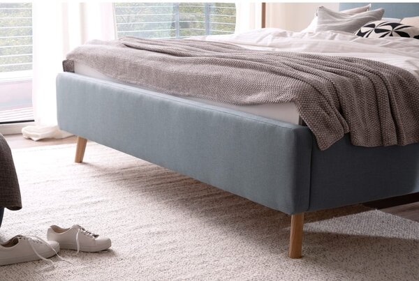 Sivomodrá čalúnená dvojlôžková posteľ s úložným priestorom s roštom 160x200 cm Mattis – Meise Möbel