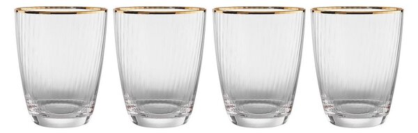GOLDEN TWENTIES Sada pohárov na vodu so zlatým okrajom 300 ml 4 ks