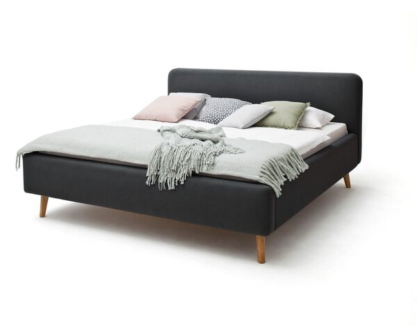 Antracitová čalúnená dvojlôžková posteľ s úložným priestorom s roštom 180x200 cm Mattis – Meise Möbel