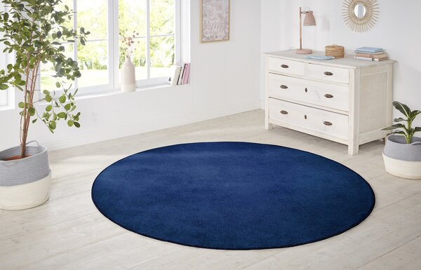 Hanse Home , Kusový koberec Nasty 104447 darkblue kruh, 200x200 (priemer) kruh, modrá, chodba / predsieň