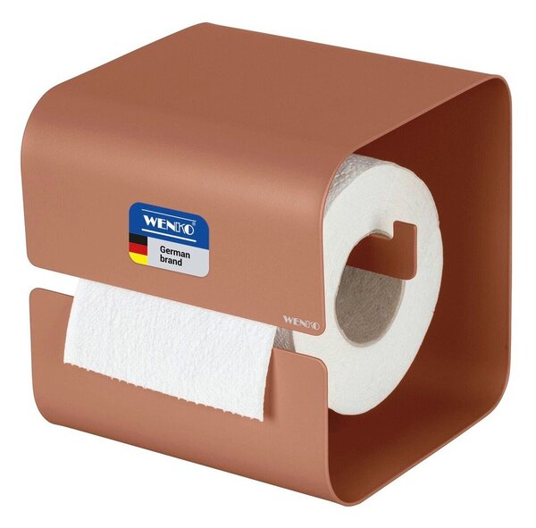 Hnedý oceľový držiak na toaletný papier bez vŕtania Turbo-loc Lizan – Wenko