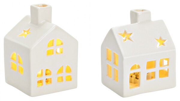 LED porcelánový domček WHITE HOUSE 8 cm biely - rôzne varianty