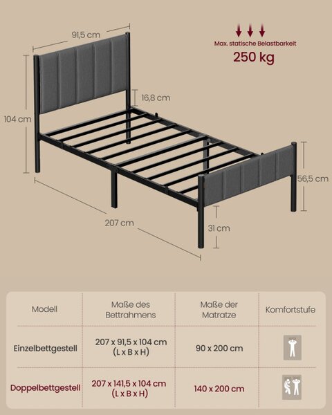 Kovová posteľ 90 cm RMB972GN01