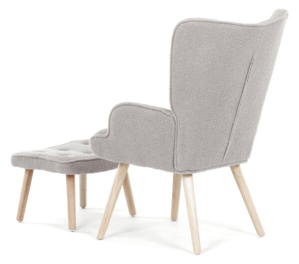 Kreslo sivé bouclé s podnožkou AK-319 GREY2