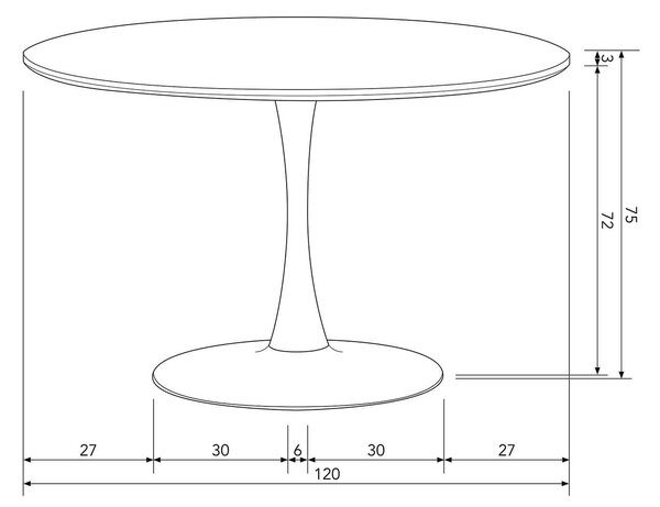 MUZZA Okrúhly jedálenský stôl tentrum Ø 120 cm čierny