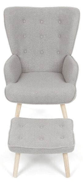 Kreslo sivé bouclé s podnožkou AK-319 GREY2