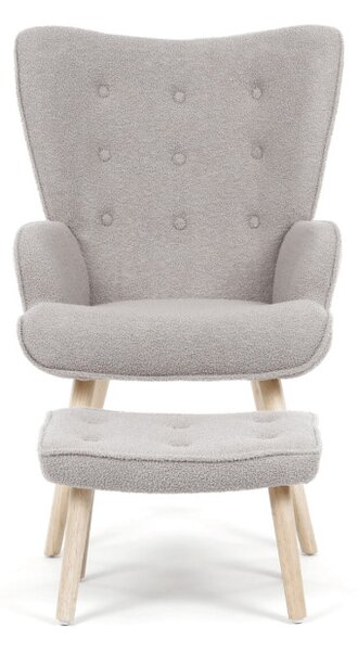 Kreslo sivé bouclé s podnožkou AK-319 GREY2