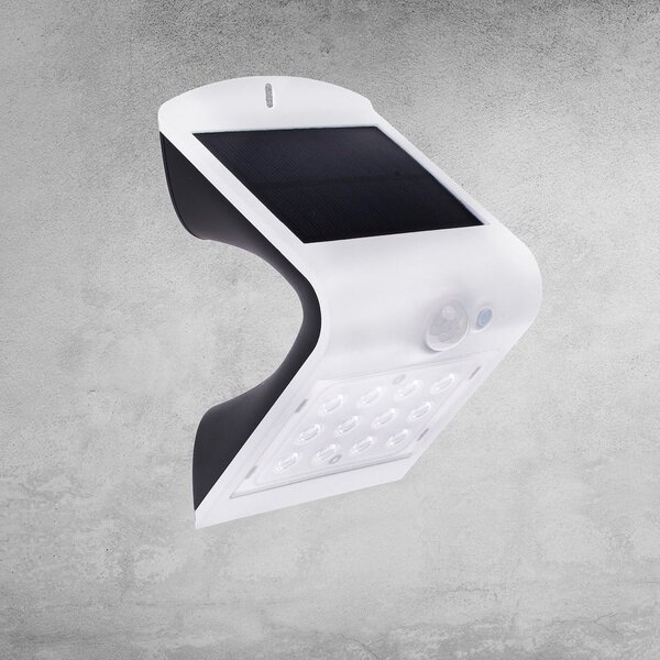 Exteriérové solárne nástenné LED svietidlo Butterfly, 1x LED 1,5w, biela, pohybový senzor